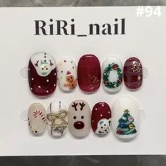 #94 ショートオーバル クリスマス 雪だるま ツリー リース 冬 手描き