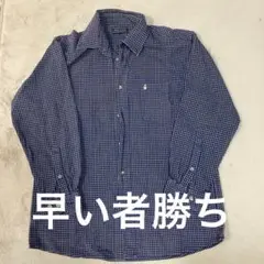 HUSH PUPPIES ネイビー系チェックシャツ M カジュアル