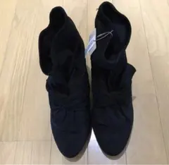 クチュールブローチ★スウェードリボンストレッチブーティ24.5新品