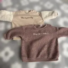 ベビー トレーナー 60~70cm ベージュ・ピンク　2枚