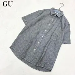 【ジーユー】半袖ドット柄シャツ(M)総柄 水玉模様 カジュアル メンズ 着回し