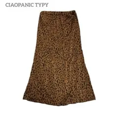 チャオパニックティピー ヒョウ柄 フレアロングスカート ウエストゴム ブラウン