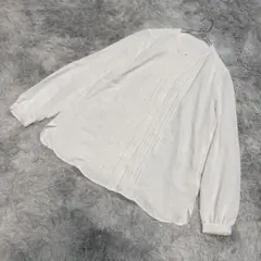 MICHEL KLEIN ピンタック 長袖 ブラウス ホワイト M きれいめのサムネイル