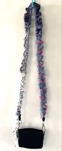 カラフルフリル編み　カップホルダー　スマホショルダーストラップ