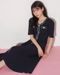 JILL by JILL STUART 配色パイピングリブニットワンピース - メルカリ