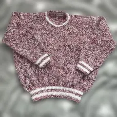 手編みセーター 赤紫