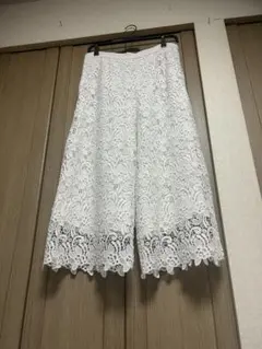 ZARAレースワイドパンツ白フレアーガウチョMサイズ(数回着用あり)