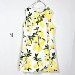美品 ノースリーブワンピース 総柄 Aライン ビジュー サマードレス風 夏コーデ