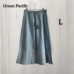 8x12 オーシャンパシフィック ネイティブ裾刺繍ライトデニムマキシ丈スカートのサムネイル
