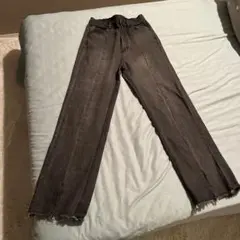 ダークグレー ワイドレッグデニム