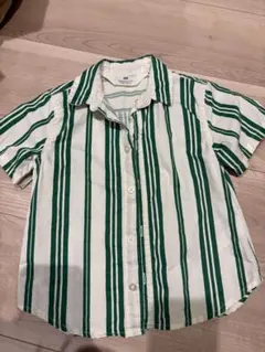 H&M 半袖シャツ 92cm ホワイト/グリーン