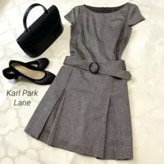 Karl Park Lane 半袖ワンピース ツイード　ウール混　ブラウン　L