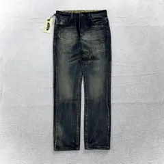 MNO ダメージ加工 ブルー スキニー デニム 32 タグ付 グランジ