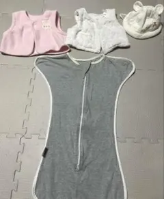 ベビー服セット（スワドル・ベスト・帽子）