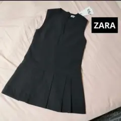 【未使用タグ付き】ZARA ブラックプリーツミニワンピース