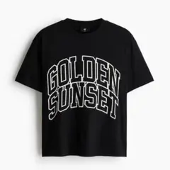 H&M ルーズフィット プリントTシャツ XL 黒