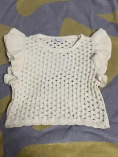 ZARAフリル　ノースリーブニット