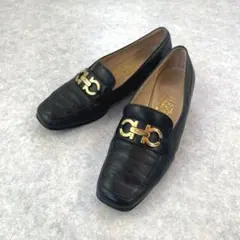 Ferragamo ガンチーニ ゴールド レザー ビットローファー