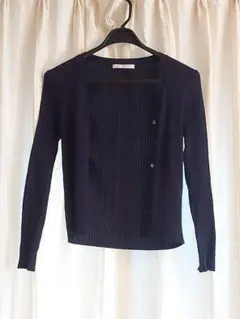 PINKY&DIANNE ネイビー リブ編み カーディガン