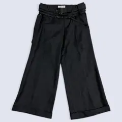 3連ベルト ワイドパンツ Y2K ローウエスト 黒 モード 個性派