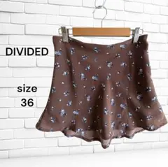 美品☆ DIVIDED 花柄 ミニフレアスカート 36 ブラウン さらテロのサムネイル