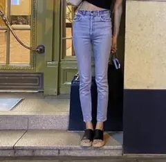 moussy ハイウエスト ライトブルースキニージーンズ