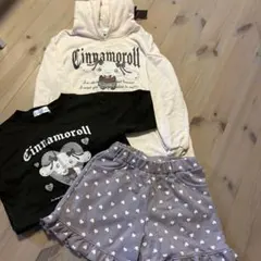 シナモンロール　フード付きパーカー 薄ピンク　ワンピース　耳付き　140