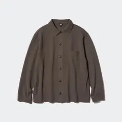 UNIQLO ユニクロ ミラノリブシャツカーディガン 焦げ茶 M 襟付き 羽織り