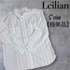 Leilian レリアン 長袖シャツ ストライプ柄 ホワイト ピンク Sサイズのサムネイル
