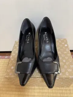 DIANA ブラックレザー パンプス23.5㎝