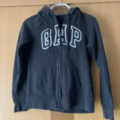 GAP 黒 フード付きジップアップパーカー