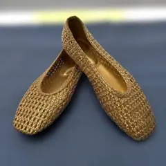 ZARA メッシュフラットシューズ ゴールドのサムネイル