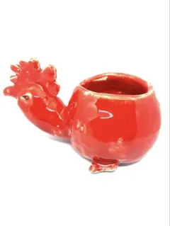 赤い陶器 手の形 容器