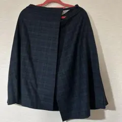 フクゾー ダークグリーンチェック スカート S 巻きスカート