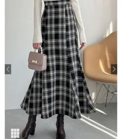 GRL チェック柄ツイードマーメイドスカート gc230 S 黒