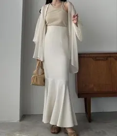 薄手ハイウエストフレアマーメイドスカート　L