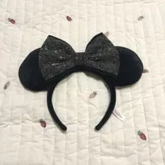 ミッキー耳カチューシャ 黒 ビジュー付き