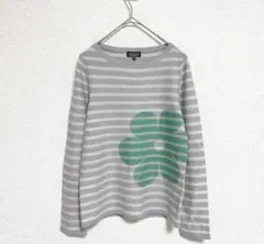 ソニア リキエル ボーダー柄ニットセーター フラワーモチーフ 薄手 ウール M