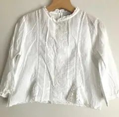 ZARA 刺繍ブラウス 花 ホワイトS