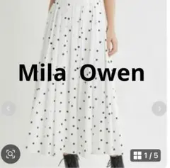 【Mila Owen 】後ろゴムドットフレアギャザーロングスカート 白黒水玉0