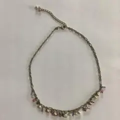 アンティーク調チョウカー　ネックレス　ピンクゴールド、パープル、パールビーズ