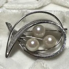 あこや真珠　ブローチ　アコヤ真珠　本真珠　パール　シルバー　SILVER