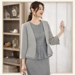 春夏 DRESS PLUS ジャケット M パーティーボレロ グレー フォーマル