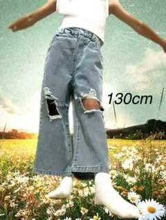 韓国風デニムロングパンツ