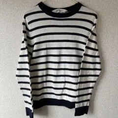 H&M キッズ ストライプ ボーダー コットンセーター 薄手 130cm
