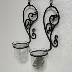 アイアンベース ガラスポット付き セット アンティーク風