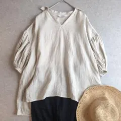 オオカミとフクロウ 22SS オオカミと霞を漕ぐルビー 麻 ブラウス