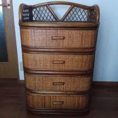 ラタン 収納家具 レトロ ヴィンテージ マルチボックス 籐家具 天然素材