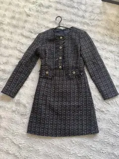 【未使用品】ネイビー ツイード ワンピース 長袖 卒園式コーデ 卒業式コーデ