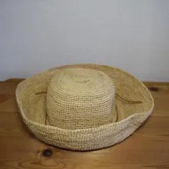 ビバラビータ ラフィアハット＆一心堂本舗ひだりうちわ (赤葉-赤金)2点セット